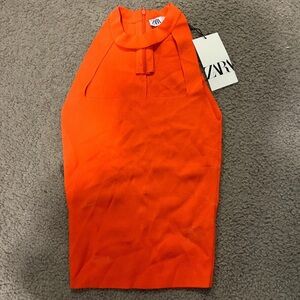 Zara choker open chest top in orange